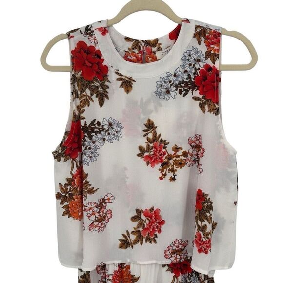 Umgee Sleeveless Open Back Floral Romper White/Multi Size Medium NWT - Picture 5 of 15